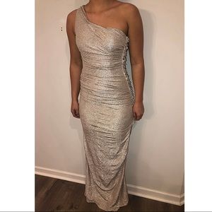 Adrianna Papell Embellished One-Shoulder Gown